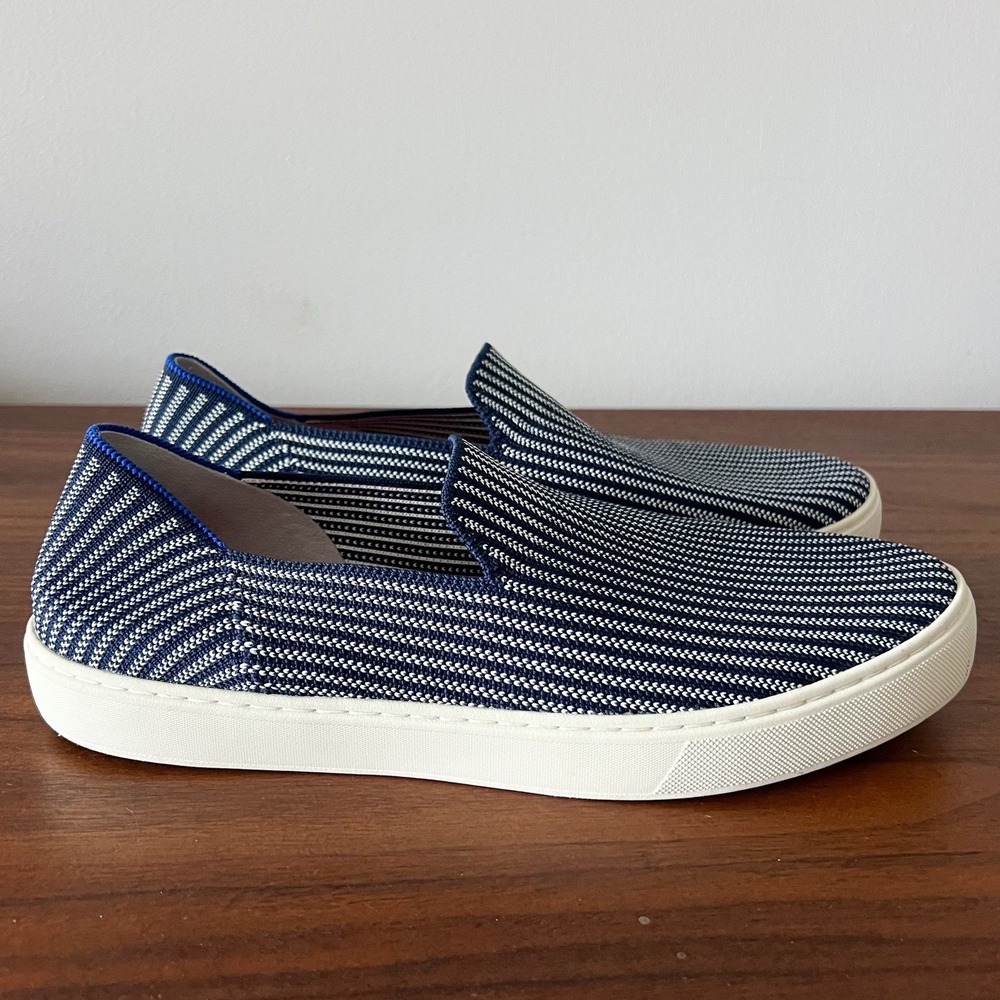 Rothy's Women's Slip-On Sneakers Navy White Knit Size 11 Casual Shoes - Picture 2 of 7